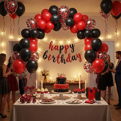 KBZVNAF Red and Black Latex Balloons 60 Pack 12 inch | Black Red Confetti Party - Image 3