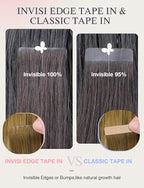 DOORES Invisi Edge Tape in Hair Extensions, Medium Brown Highlighted Dirty Blonde 10 Injection Tape-ins with 10 Injection Tape-ins 50g 24 Inch, Injected Tape in Extensions
