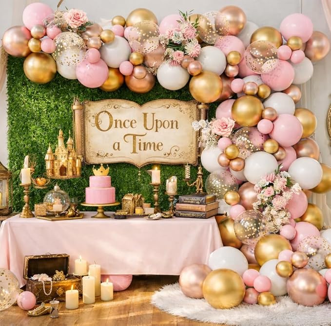 Rose Gold Pink White Balloon Garland Arch 160PCS Confetti Balloons Baby Shower by Beaumode