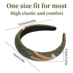 Sparkle Wide Headband for Women Fashion Green Rhinestone Headbands Dressy Glitter Headband Comfortable High Elastic Head Band Hairband Hair Hoop Hair Accessories for Women