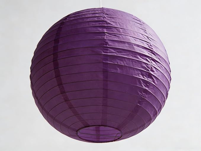 Purple & Cream White Paper Lanterns Set - Image 6