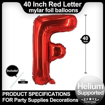 40 Inch Red Letter F Balloons, DIY Phrase Foil Alphabet Letter F Balloons DIY - Image 2