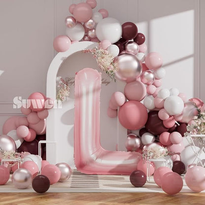 SUWEN 40 Inch Pink Large L Letter Balloons Big Foil Helium A-Z | Jumbo Mylar - Image 3