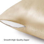BEDELITE Satin Pillowcase with Zipper 2 Pack, Champagne Pillow Cases Standard Size, Super Soft and Cooling Similar to Silk Pillow Cases, Gift for Women Men(20x26 Inches)