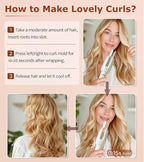 Auto Hair Curler, Automatic Curling Iron with 4 Temperature & 3 Timer, Automatic Shut-Off, Anti-Scald, Anti-Tangle Rotating Curling Wand for Hair Styling, White