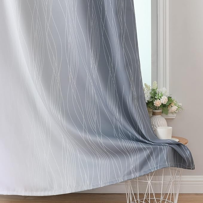 Grey and Greyish White Blackout Curtains 54 Inch Length, Light Blocking - Image 6