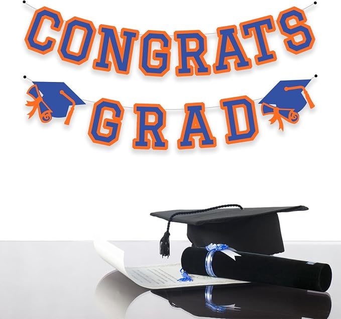 Congrats Grad Banner Graduation Party Banner Decoration Hanging Garland High - Image 3