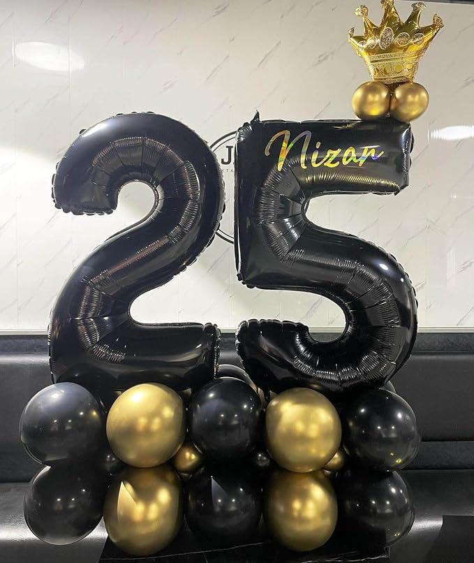 40 Inch Black 25 Number Balloons Giant Jumbo Huge 25 or 52 Foil Mylar Helium - Image 4