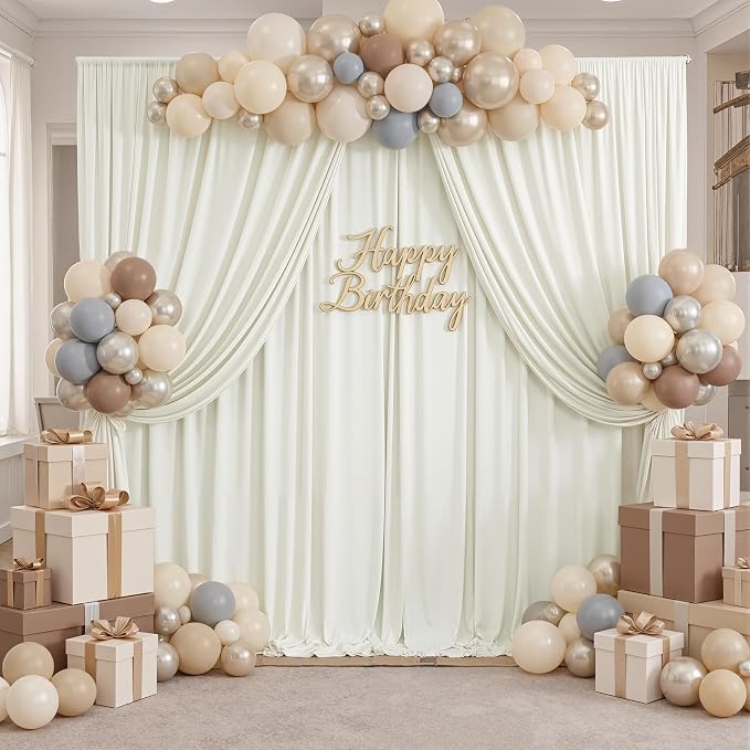 10ft x 8ft Ivory Backdrop Curtain by ENJOYYOURPARTY