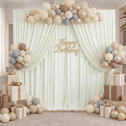 10ft x 10ft Wrinkle Free Ivory Backdrop Curtains - Image 4