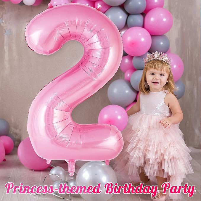 Pink Number 2 Balloon 40 Inch, Big Large Foil Helium Number Balloons, Jumbo - Image 5