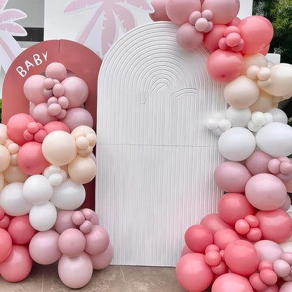 Pink Beige Double Balloons, Nude White Double Stuffed Balloons, Retro Dusty - Image 3
