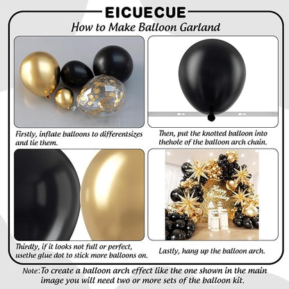 Black and Gold Balloons Garland Arch Kit 200Pcs - Image 3