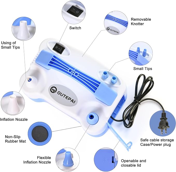 Electric Balloon Pump, Portable Electric Balloon Blower Machine Balloon Air - Image 2