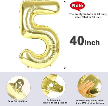 5 Balloon Number 40 Inch Light Gold Balloons - Image 5