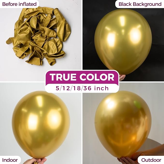 Bezente Metallic Gold Balloons Latex Balloons - Image 2