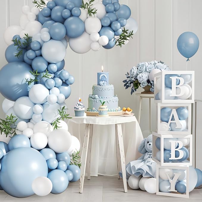 CROSSFINGERS Dusty Blue Balloon Baby Shower Decorations - Image 3