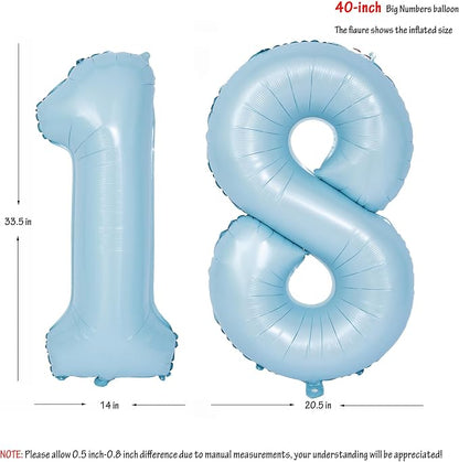 40 In Matte Blue Number Balloons Helium Foil Mylar Balloon Party Digital 18 | - Image 2