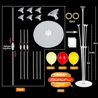 Hot Dog Party Balloons Stand Kit 2 Sets - Image 2