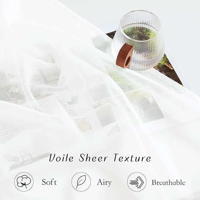 NICETOWN Beige Sheer Long Curtains 102 inches, Grommet Elegant and Airy Window - Image 4