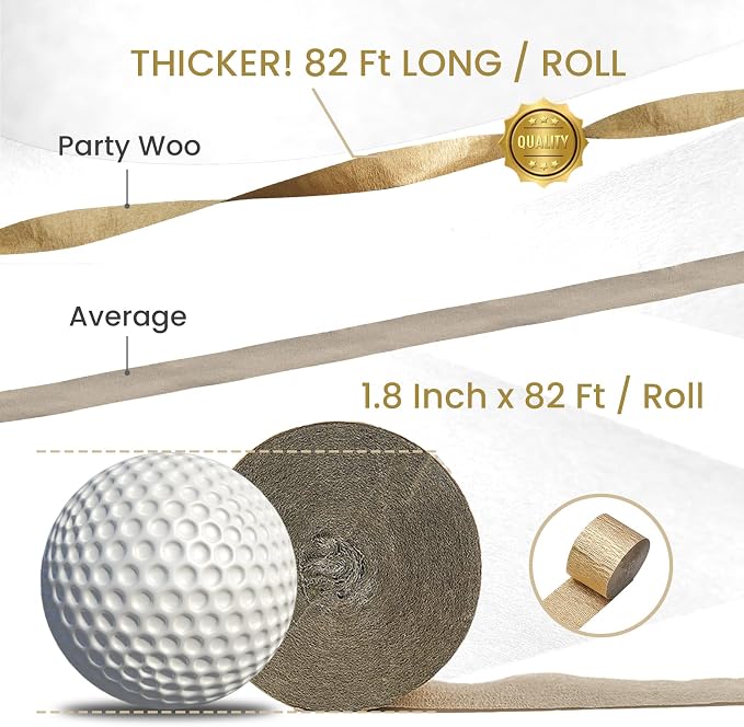 PartyWoo Mardi Gras Crepe Paper Streamers 6 Rolls 492 ft Pack of Metallic Gold - Image 4