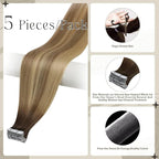 Full Shine Virgin Injection Tape in Hair Extensions Human Hair 10Gram 5Pcs Color 3/8/22 Brown And Blonde Injected Tape ins Human Hair Extensions Seamless Skin Weft 16Inch Intact Human Hair