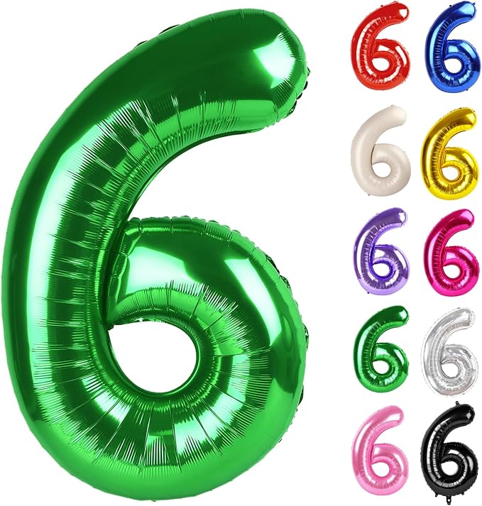 Green Number 6 Balloon 40 Inch by IWERP