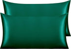 NTBAY 2 Pack Satin King Pillowcases for Hair and Skin, Luxurious and Silky Pillow Cases with Envelope Closure, 20x40 Inches, Dark Green