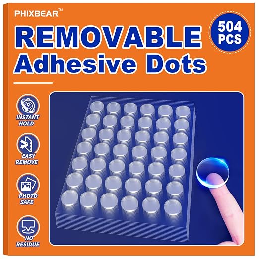 PHIXBEAR 504 Pcs Clear Removable Adhesive Dots, Glue Point Dots by PHIXBEAR