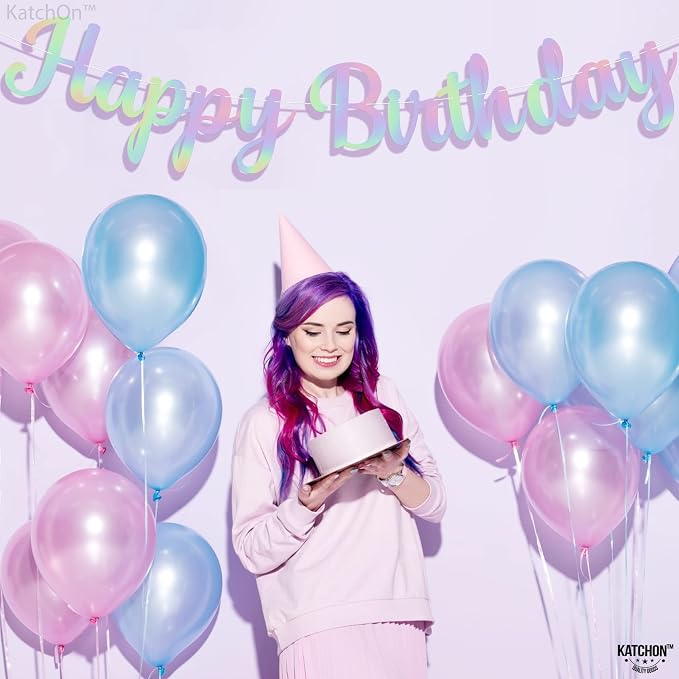 KatchOn Iridescent Happy Birthday Banner 10 Feet Pre-Strung | Happy Birthday - Image 6