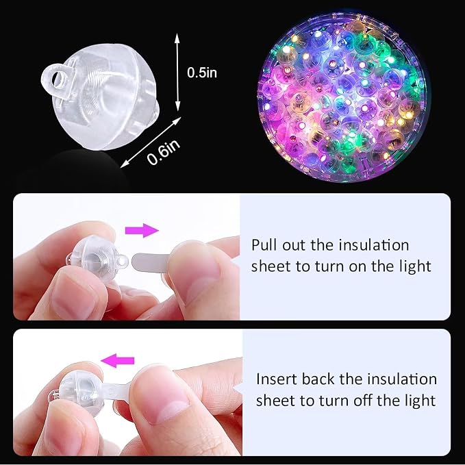 100Pcs Balloon Lights with Hanging Strings, Mini LED Lights Multicolor Flash - Image 3