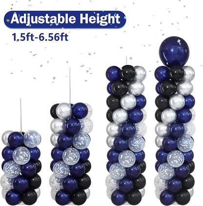 Navy Blue Black and Silver Balloon Column Stand Kit Set of 2 - Image 6