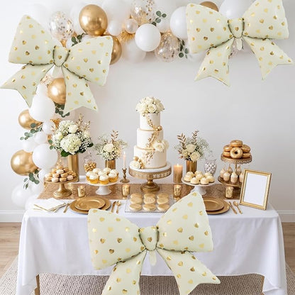 38 Inches Bow Balloon with Gold Heart Print - Image 6