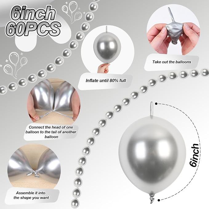 Silver Link Balloons, Quick Linkable Balloon - Image 2