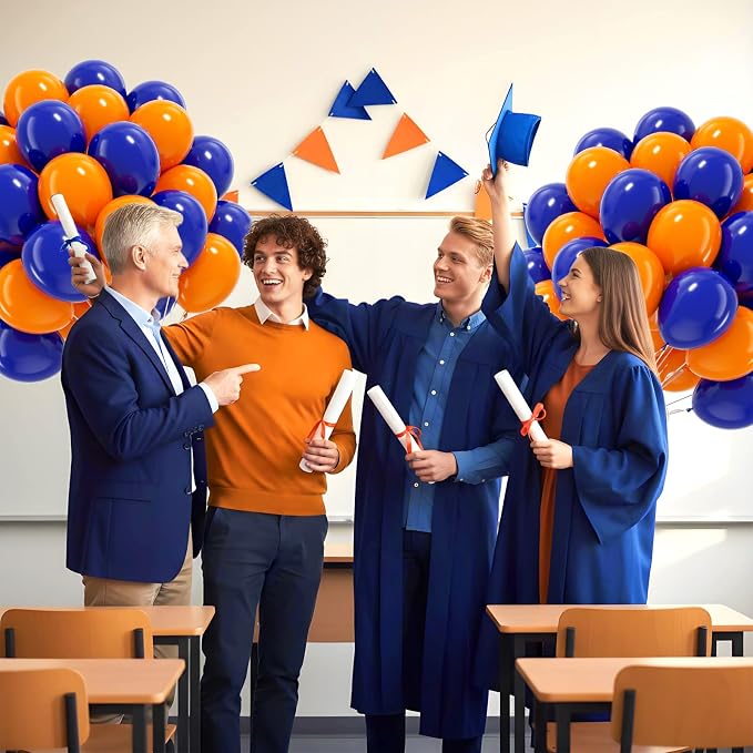 60pcs Royal Blue and Orange Balloons - Image 6