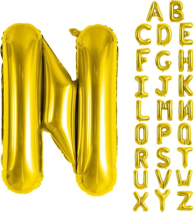 Gold Letter Balloons 40 Inch Large Letter N Balloon Aluminum | Foil Mylar Big by YUNSHANGMO