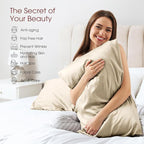 100% Silk Pillow Cases 2 Pack King Size Mulberry Silk Pillowcase for Hair and Skin Set of 2 Highest Grade 6A Silk Soft Breathable Cooling with Hidden Zipper, Beige