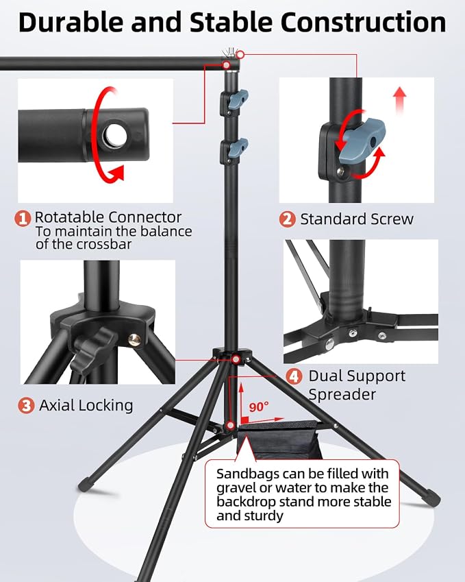 Hemmotop Adjustable Backdrop Stand 10x8.5ft Heavy Duty | - Image 7