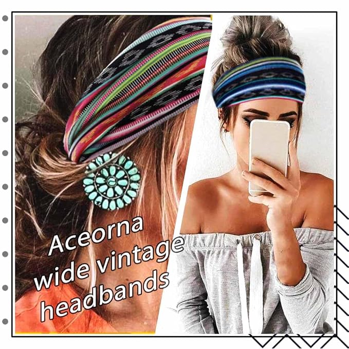 Boho Headbands Wide Knot Hair Band Elastic Turban Head Band Stretch Twist Head Wraps Fashion Hair Accessories for Women 3 Pcs (Set A)