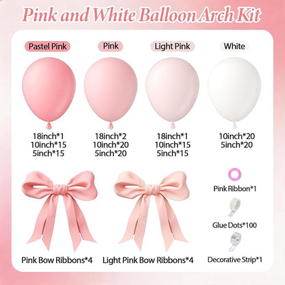 155pcs Pink and White Balloon Arch Kit - Image 2