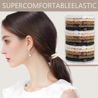 Hair Ties for girls 4 popular styles Hair Elastics (15pcs No Damage Hair Ties 50pcs High Elastic Ties 15pcs Ponytail Holders 12 Satin Scrunchies) Pain-free No Crease multiple colors for all hair types