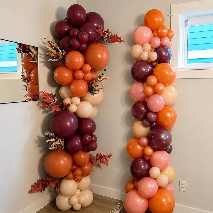 HILAVO Fall Balloons, 12 Inch Thanksgiving Balloons Dusty Pink Orange Burgundy - Image 7
