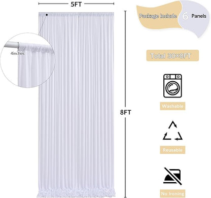 30 ft x 8 ft White Backdrop Curtain Drapes - Image 5