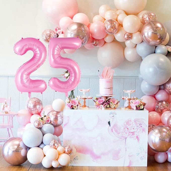 Pink Number 25 Balloons, Big Large Foil Number Balloons, Jumbo Giant Mylar - Image 5