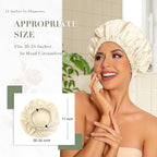 Reusable Shower Cap for Women, Large Waterproof Shower Essentials Bonnet Washable Elastic Band Bath Hair Wrap Hat for Long Hair, Braids(Champagne)