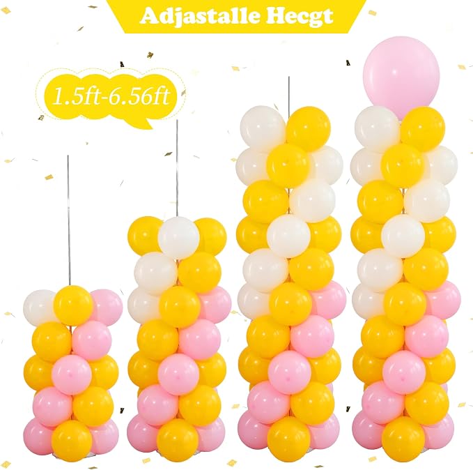 2 Sets Macaron Pink Lemon Yellow White Balloon Column Kit - Image 8