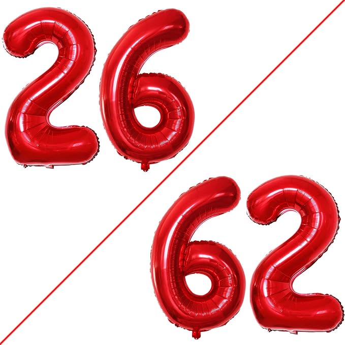 Number 26 Balloons for 26th Birthday Party Decorations, 42 Inch Jumbo Foil by GOER
