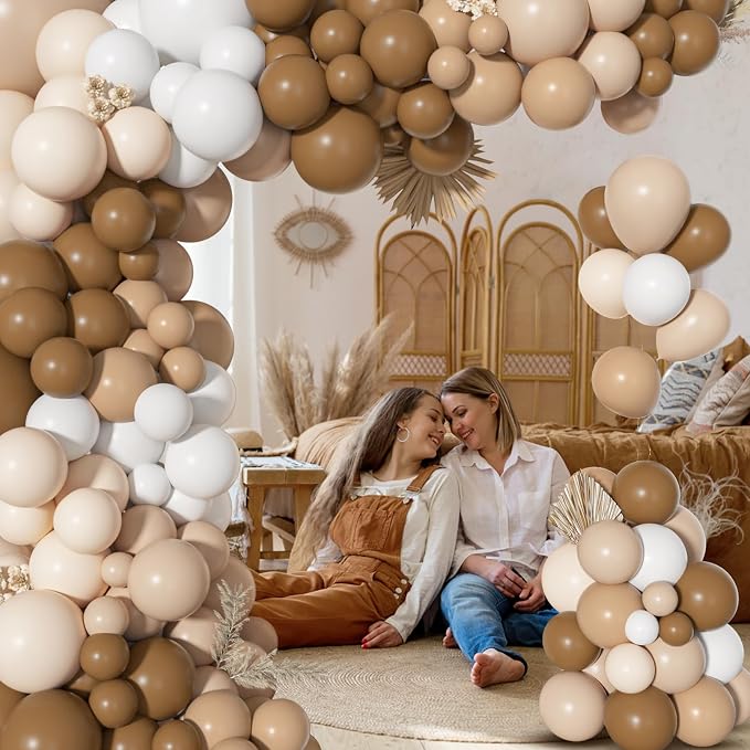 156Pcs Brown Neutral Balloons Garland Arch Kit Different Size | Coffee Brown - Image 4