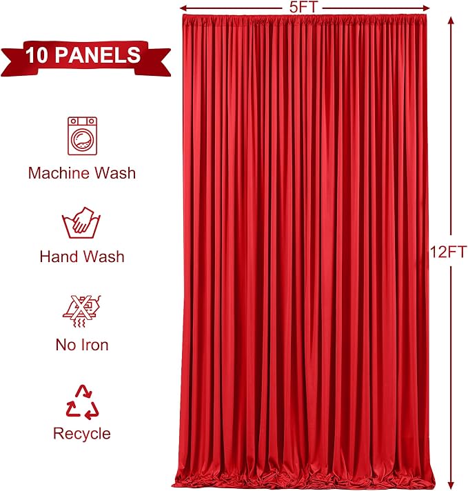 10 Panels Red Backdrop Curtains - Image 5