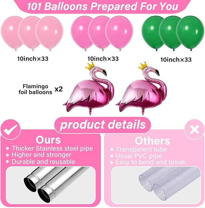 2 Sets Tropical Flamingo Balloon Column Stand Kit - Image 3